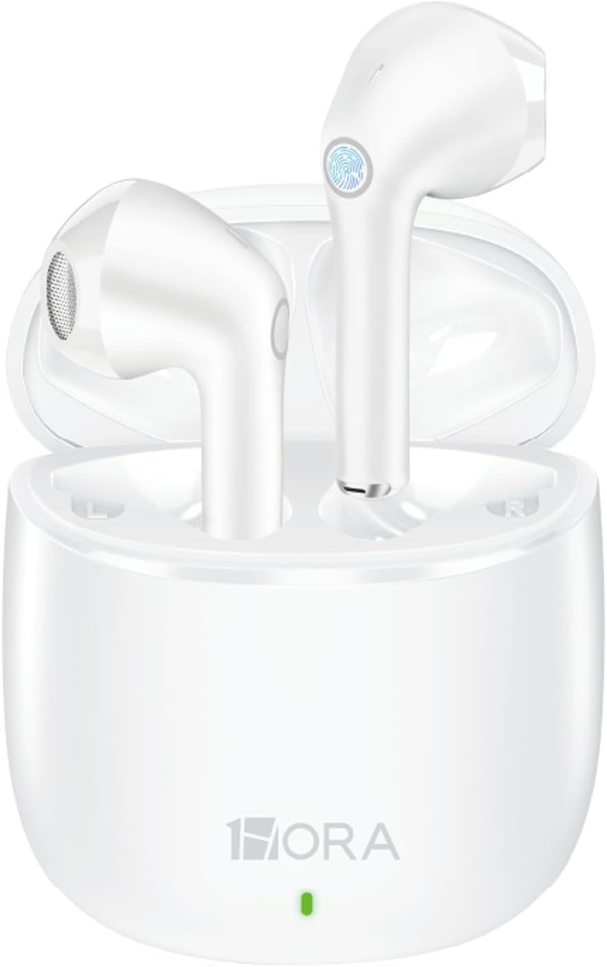 1 Hora Wireless Earbuds Bluetooth 5.3, Sports Headphones Deep Bass In-Ear Earphones, Premium Sound with Charging Case, Compatible with Iphone, Android Smartphone, Tablet, Laptop