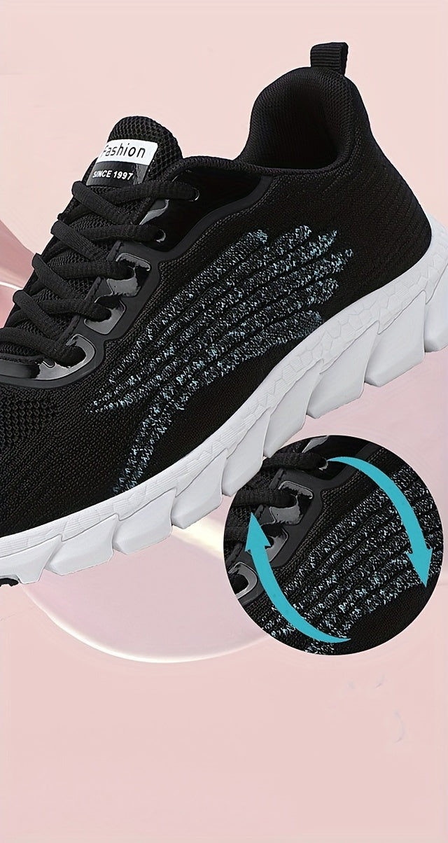Women's Solid Color Casual Sneakers, Lace Up Comfy Breathable Soft Sole Shoes, Lightweight Low-top Running Shoes plus size