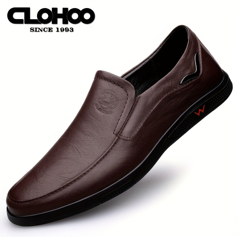 Men's Slip-On Loafers Cowhide Rubber Sole Business Casual Shoes