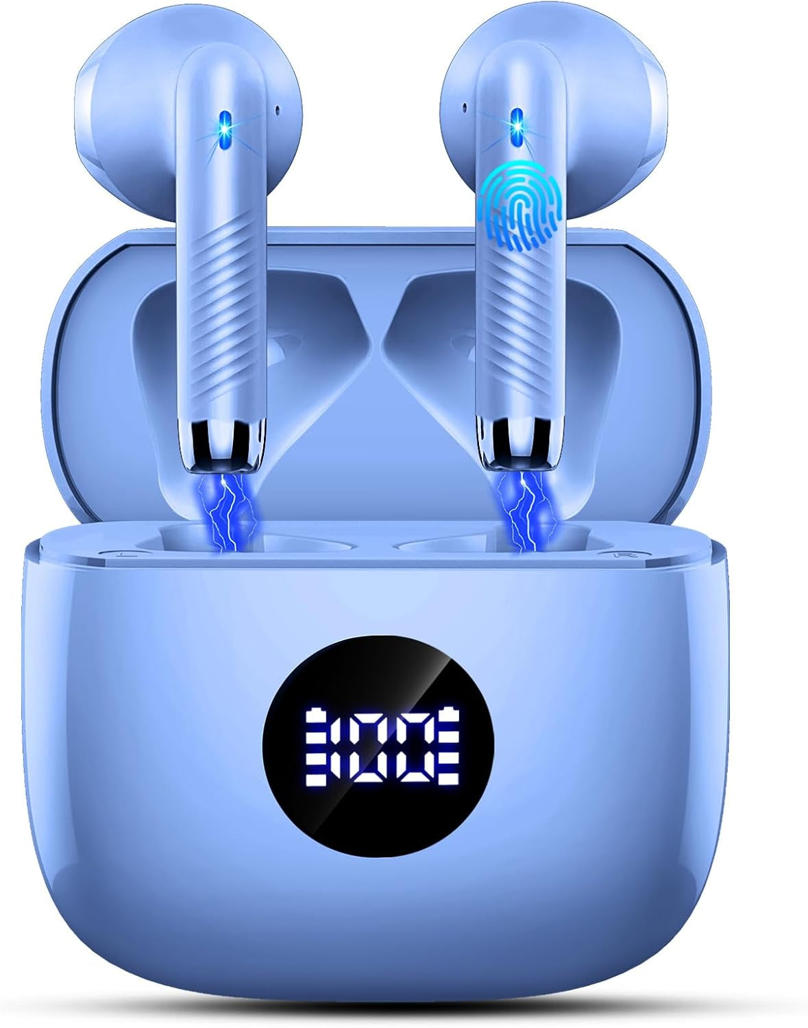 Wireless Earbuds, Bluetooth 5.4 Headphones Hifi Stereo, in Ear Earphones with 4 ENC Noise Cancelling Mics, 40H Playback Ear Buds with Mini Case, IP7 Waterproof Headset with LED Display, USB C Charging