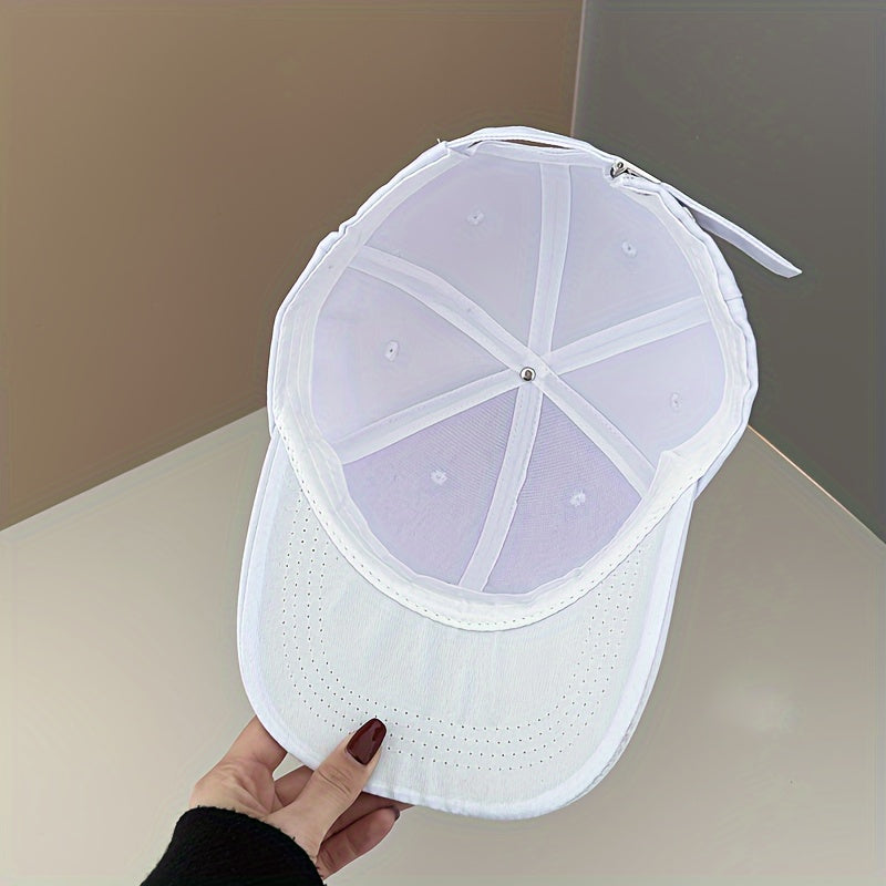 White Butterfly Heartbeat Baseball Cap, Simple Unisex Sports Hat, Sun Protection Outdoor Adjustable Cap
