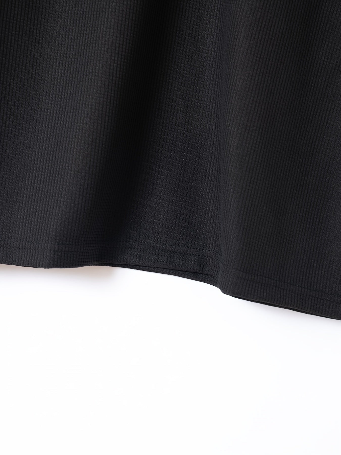 Men's Solid Waffle Stand Collar Short Sleeve Golf Shirts, Casual Style Slight Stretch Regular Fit Summer Tops, Summer Golf Shirts