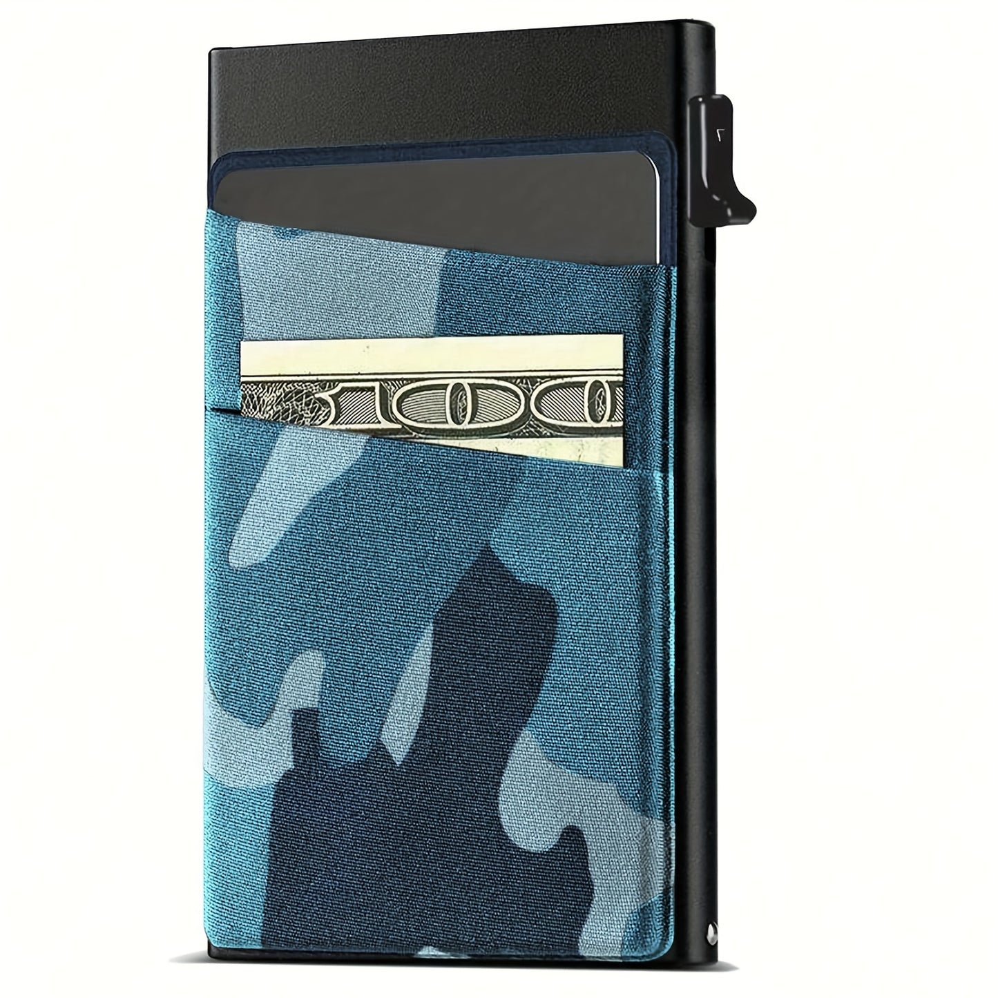 Simple RFID Blocking Aluminum Alloy Credit Card Holder with Money Bag for Men
