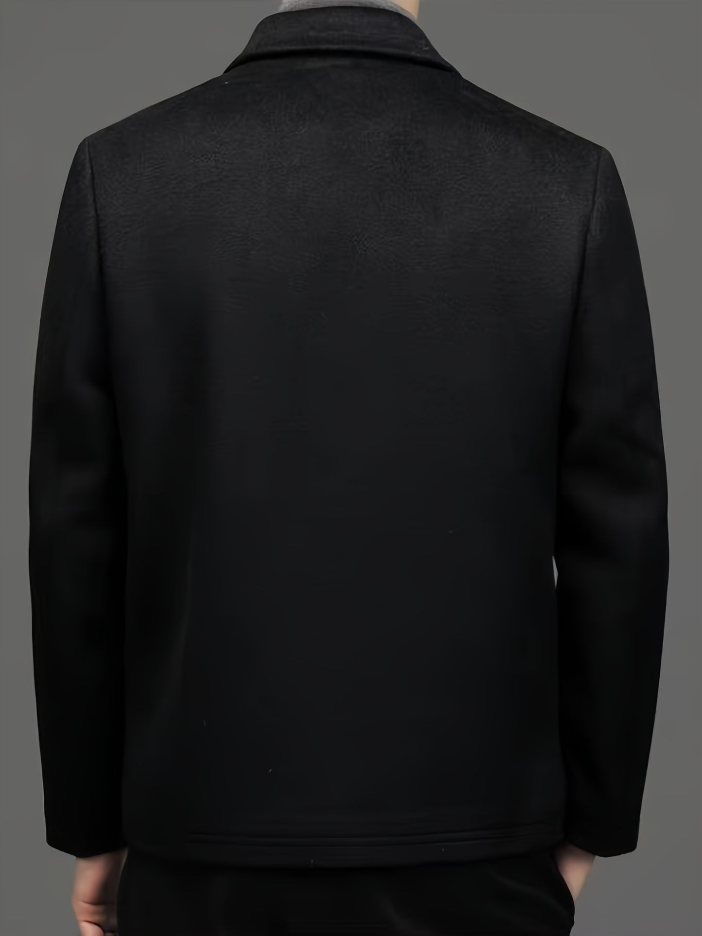 Men's Autumn and Winter Fleece Jacket with Zipper and Turn-up Collar