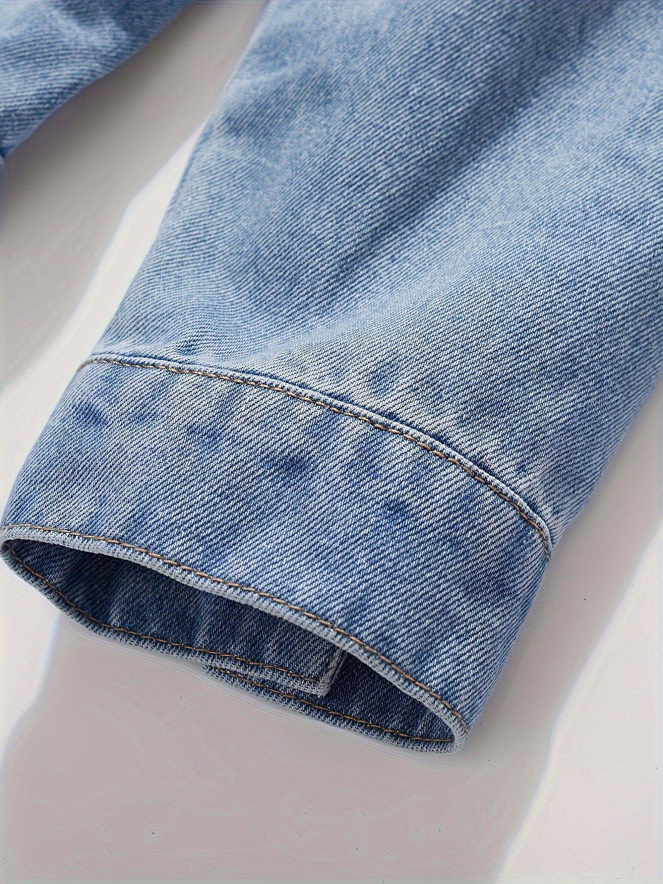 Men's Chic Washed Denim Jacket, Casual Street Style Button Up Contrast Stitching Jacket For Fall Winter