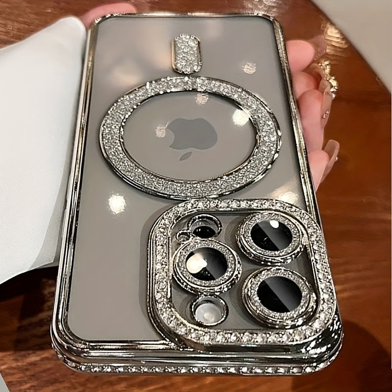 Նոր ոճի Magnetic բջջային հեռախոսի պատյան Rhinestones-ի համար iPhone 16 15 14 13 12 11 Plus Pro Max-ի համար