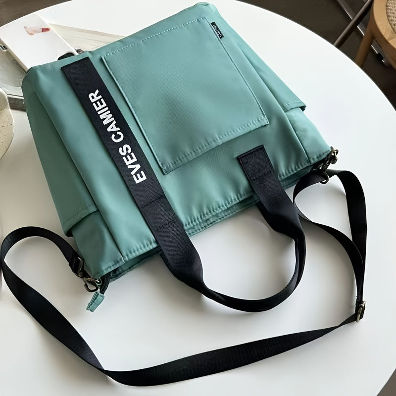 Multi-Pocket Tote Bag, Crossbody Travel And Work Shoulder Bag, Portable And Durable With Adjustable Strap For School And Daily Use