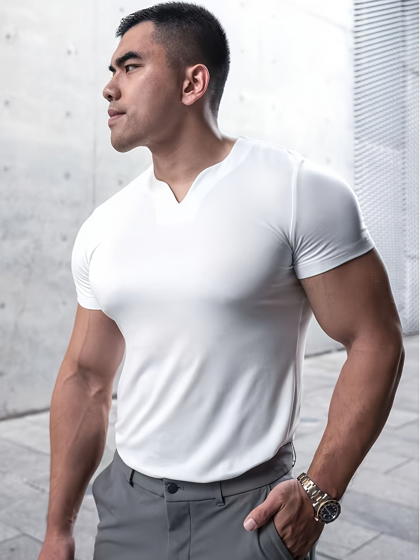 Men's Quick-Dry Gym T-Shirt - Muscle Crew Neck Workout Shirt, Stretch Athletic Tee for Weightlifting, Running, Training - Non-See-Through Muscle Builder Top (Hand Wash/Dry Clean) - Ideal for Gym Casual Outfits, Gym Shirt, A