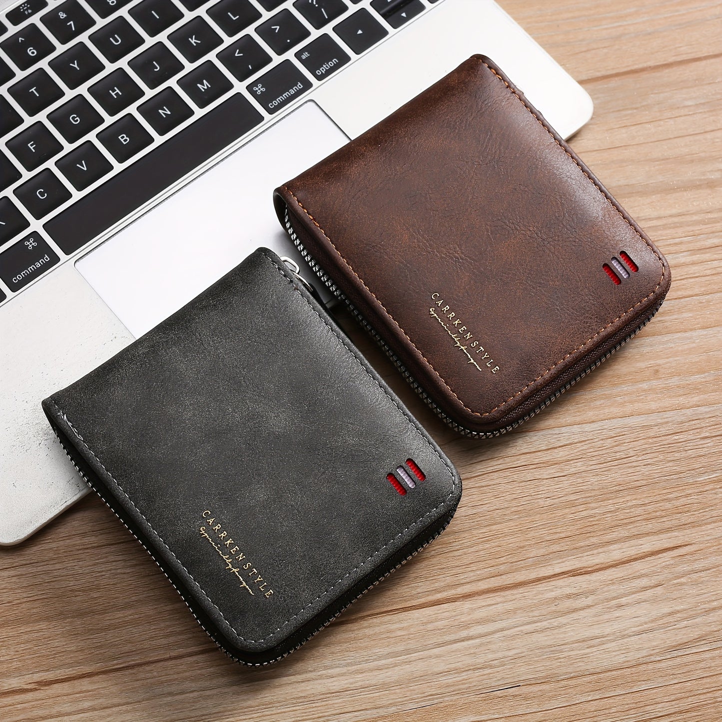 Men's Zipper Short Wallet, Multi-card Card Holder, PU Leather Bifold Wallet Money Clip With Coin Pocket, Gift For Men