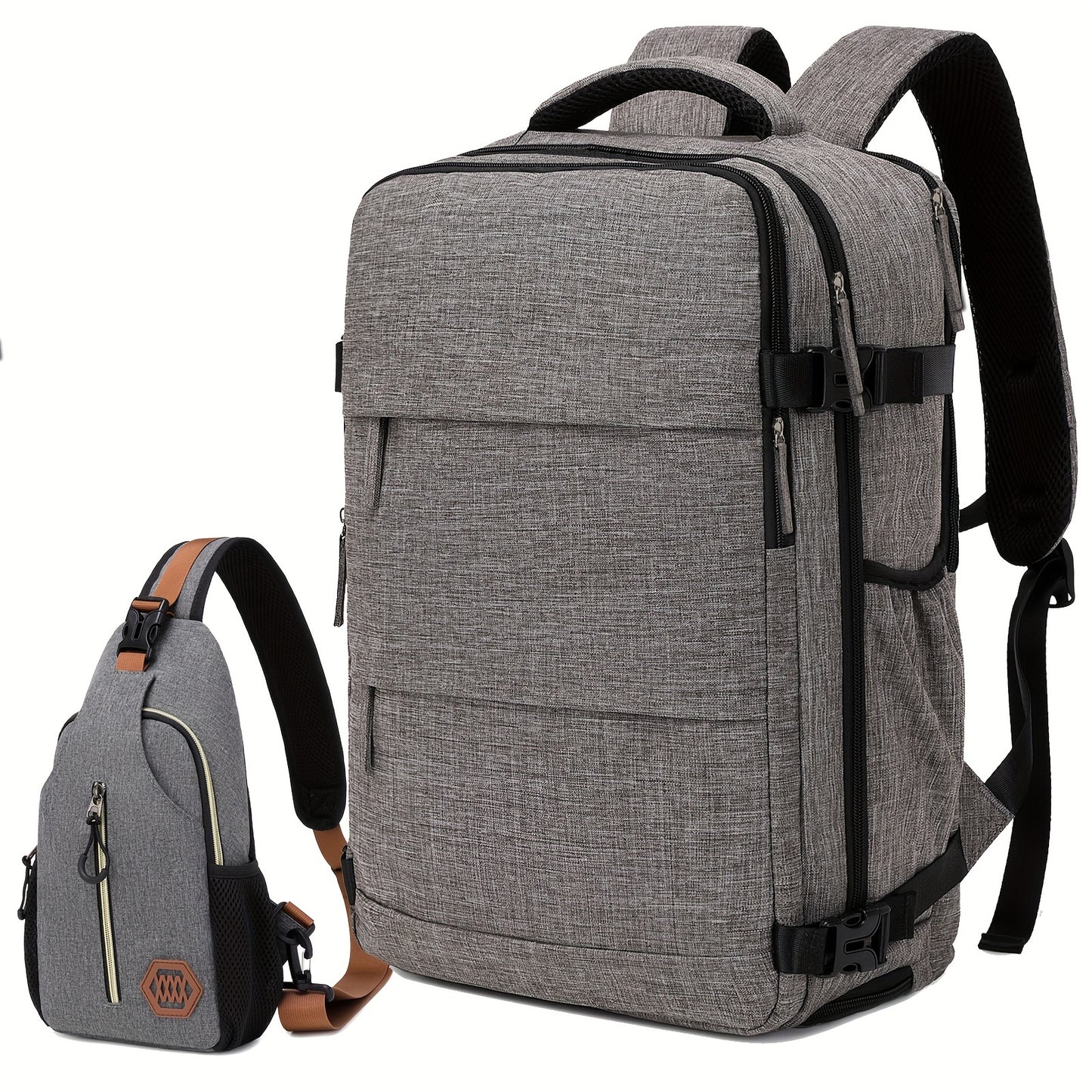 Airline-Approved 38.1cm Laptop Travel Backpack for Women, Light Blue Polyester with Adjustable Straps, Shoe Compartment & USB Charging Port - Ideal for School & Work Trips, Laptop Bag