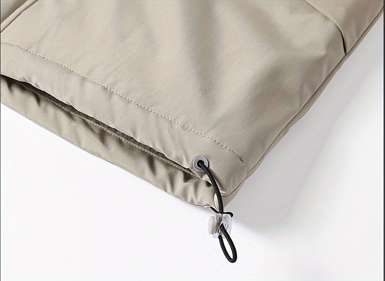 Men's Casual Hooded Windbreaker Jacket - Spring/Autumn Color Block Zip-Up Coat For Autumn Winter Outdoors
