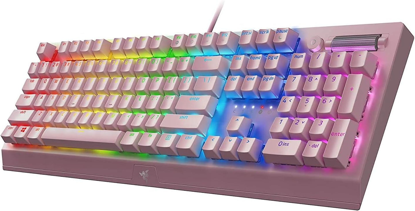 Razer Blackwidow V3 Mechanical Gaming Keyboard: Green Mechanical Switches - Tactile & Clicky - Chroma RGB Lighting - Compact Form Factor - Programmable Macro Functionality - Quartz