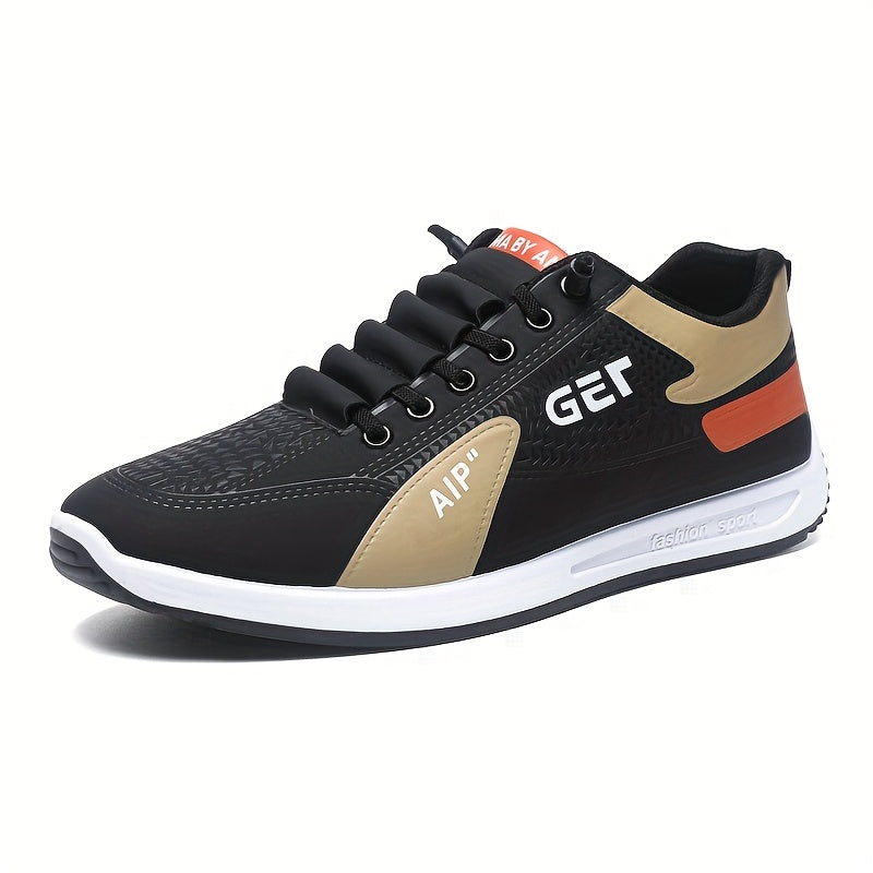 Men's White/Grey/Black Casual Sneakers - Low-Top Lace-Up Shoes with Cushioned Rubber Sole, PU Upper Fabric Lining - Lightweight Everyday Walking Shoes for Gym, Office, Travel - Minimalist Athletic Footwear, Shoes Sneakers,