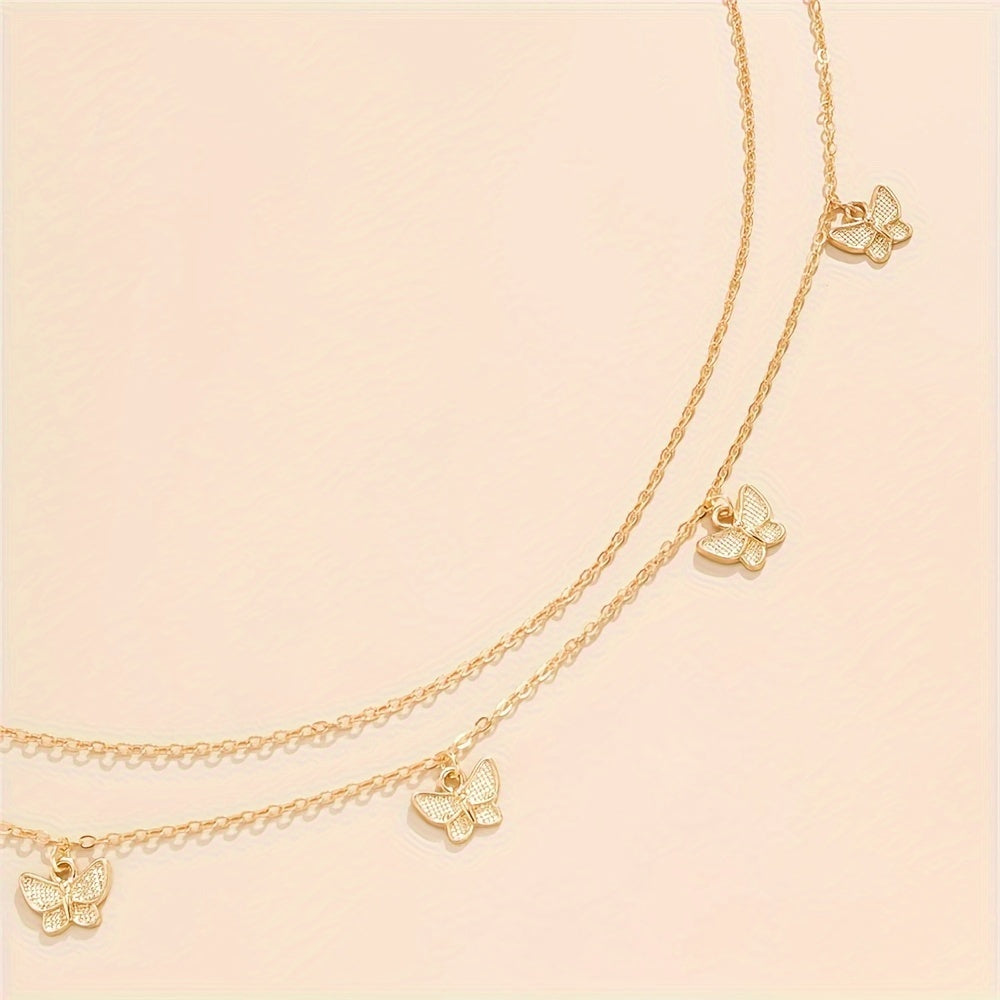 A Set Of 2 Fashionable Golden Butterfly Waist Chains, Suitable For Women To Wear As Sexy Belly Body Jewelry For Daily Use Or As A Gift.