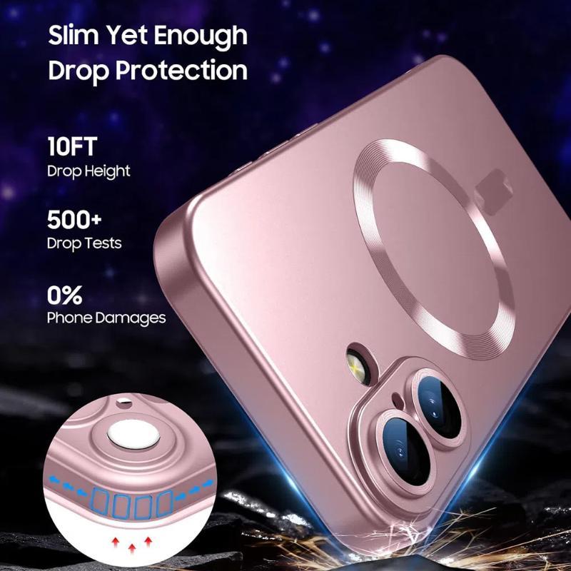 Luxury Metallic Paint Soft TPU Case for iPhone 16 16 Pro 16 Plus 16 Pro Max Cover with Magnetic for Magsafe Shockproof
