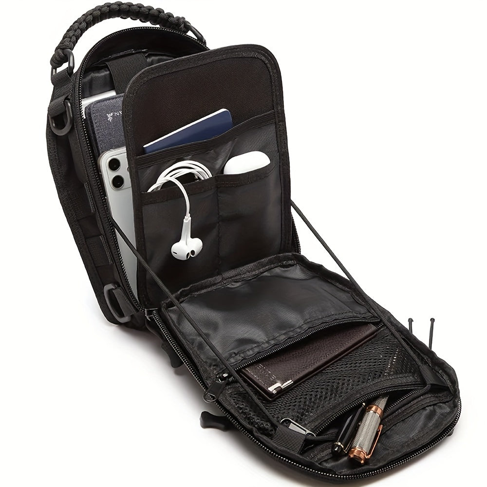 Versatile EDC Crossbody Bag - Lightweight, Multi-Pocket Travel Chest Pack with Zip Closure for Outdoor Adventures