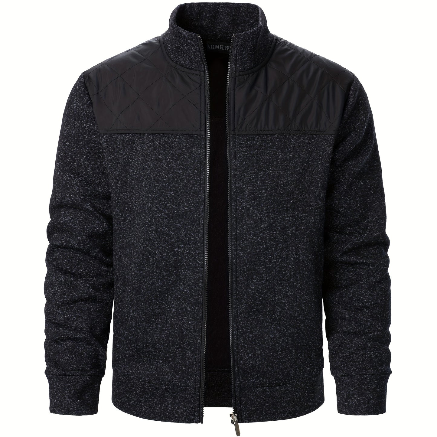 Men's Blocking Quilted Jacket For Spring And Autumn, Casual Stylish Outdoor Stand Collar Coat As Gift