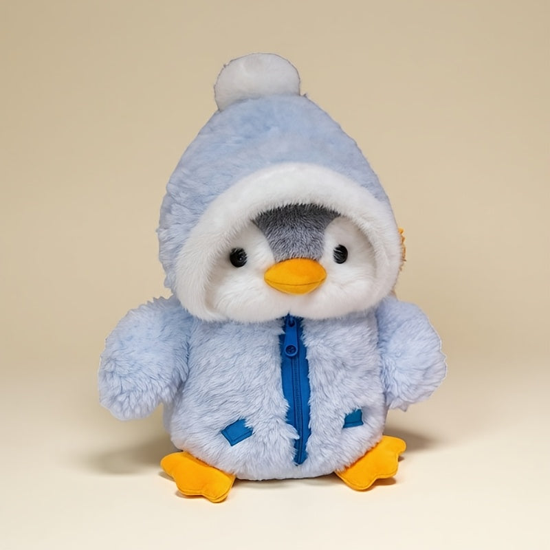 Adorable Penguin Plush Toy - Charming Plush Doll with Blue Eyes & Red Heart, Soft Polyester Stuffed Animal for Girls, Kids Birthday Gift, Home Decor, Holiday & Wedding Favor, Penguin Gifts, Festive Gift Item, Playful Design,