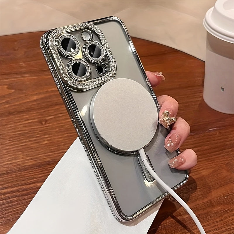 Նոր ոճի Magnetic բջջային հեռախոսի պատյան Rhinestones-ի համար iPhone 16 15 14 13 12 11 Plus Pro Max-ի համար