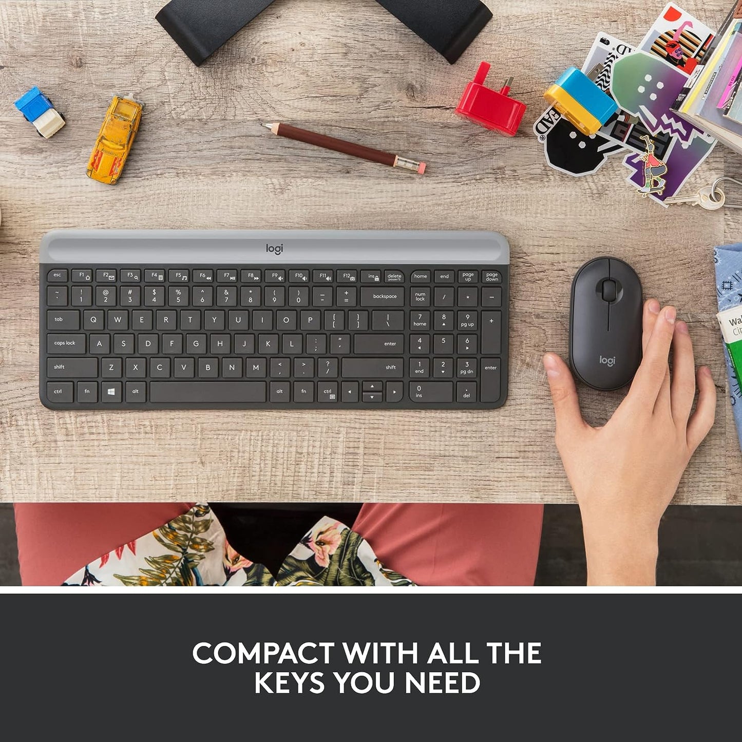 Logitech MK470 Slim Wireless Keyboard and Mouse Combo - Modern Compact Layout, Ultra Quiet, 2.4 Ghz USB Receiver, Plug N' Play Connectivity, Compatible with Windows - Graphite