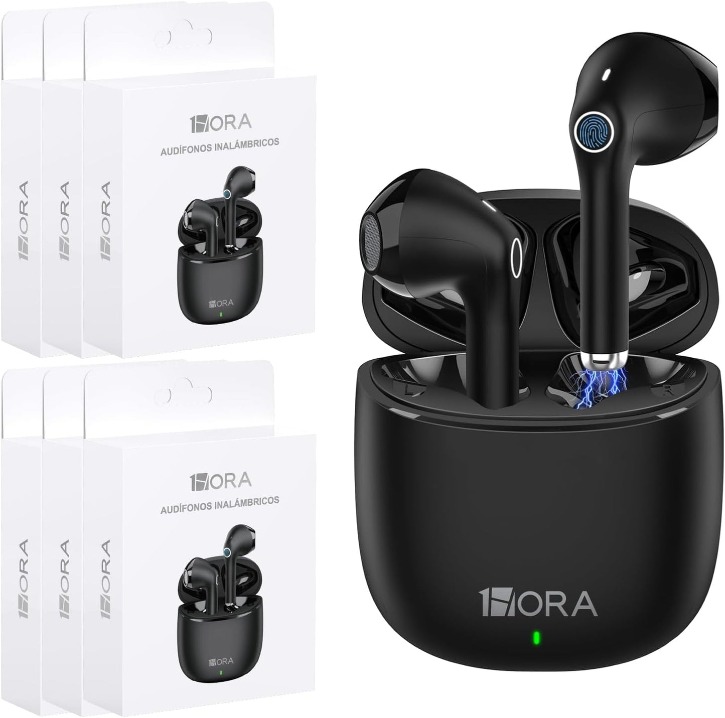1 Hora Wireless Earbuds Bluetooth 5.3, Sports Headphones Deep Bass In-Ear Earphones, Premium Sound with Charging Case, Compatible with Iphone, Android Smartphone, Tablet, Laptop