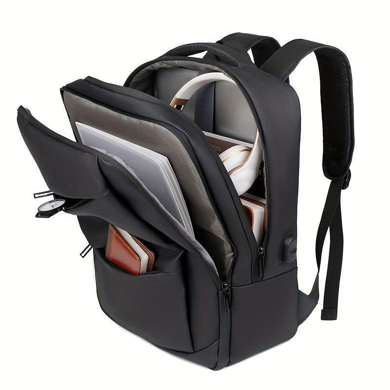 Stylish Men's Business Backpack - Large Capacity, Multi-Layer with Zippers, Durable Oxford Material, Perfect for Daily Commute & School