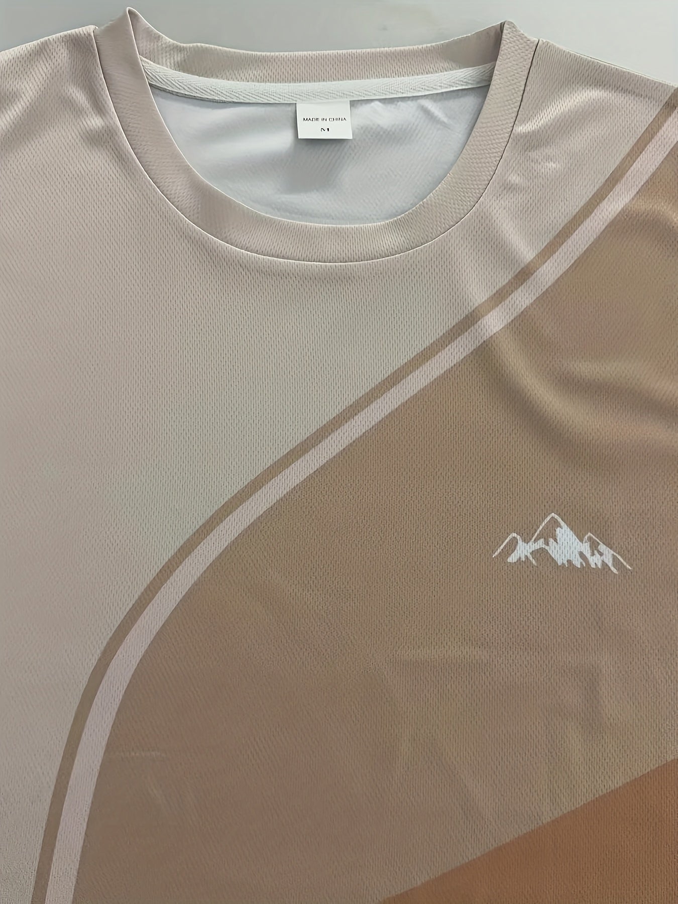 Men'S Beige Geometric Print T-Shirt - Casual Crew Neck, Slight Stretch Fabric, Modern Design with Striking Patterns, Everyday Tshirt Modern Tshirt Comfortable Fit