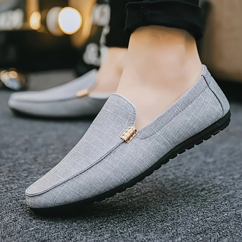 1 Pair Men'S Preppy Casual Slip-On Loafers - Faux Round Toe Shoes with EVA Insole, Breathable Fabric Lining, Wear-Resistant Sole for Outdoor, Hiking & Daily Use - Versatile for Spring/Summer & Fall/Winter