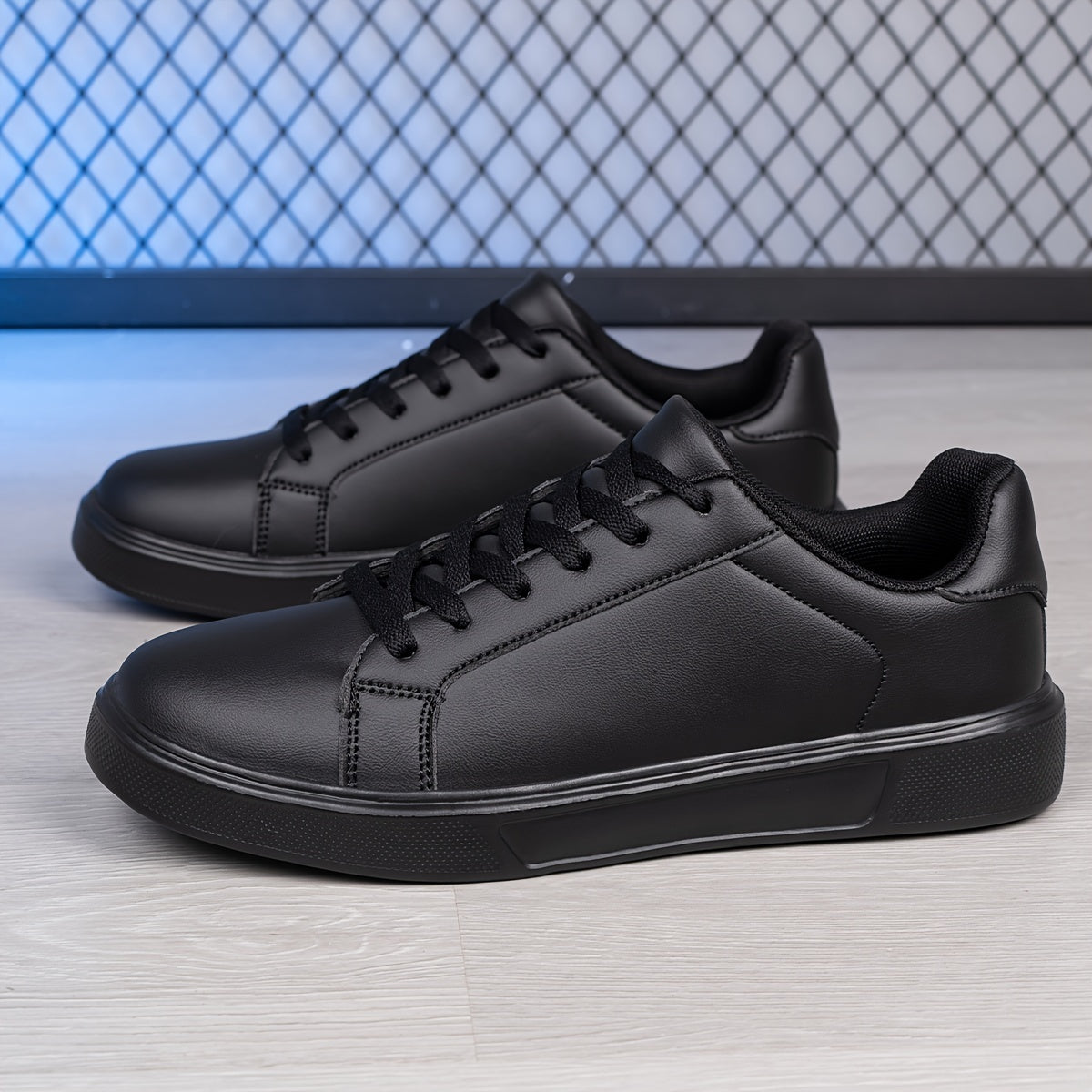 Men'S Casual Athletic Sneakers, Solid Color Low Top Lace-Up Skate Shoes with Round Toe, All-Season Fabric Inner & MD Sole, Universal Fit