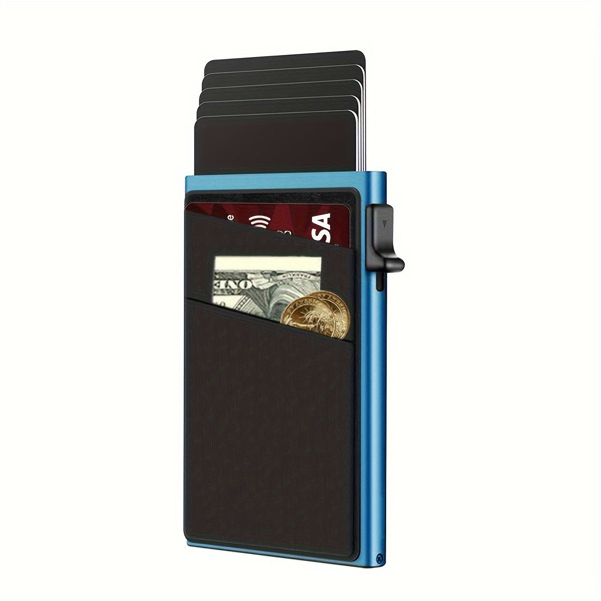 Simple RFID Blocking Aluminum Alloy Credit Card Holder with Money Bag for Men