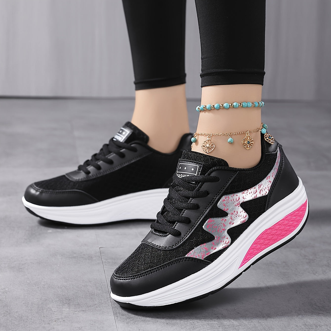 Women's Light Blue Breathable Mesh Sneakers - Air-Cushioned, Thick-Soled Sneakers with Sport Control Lace-Up Design for All Seasons