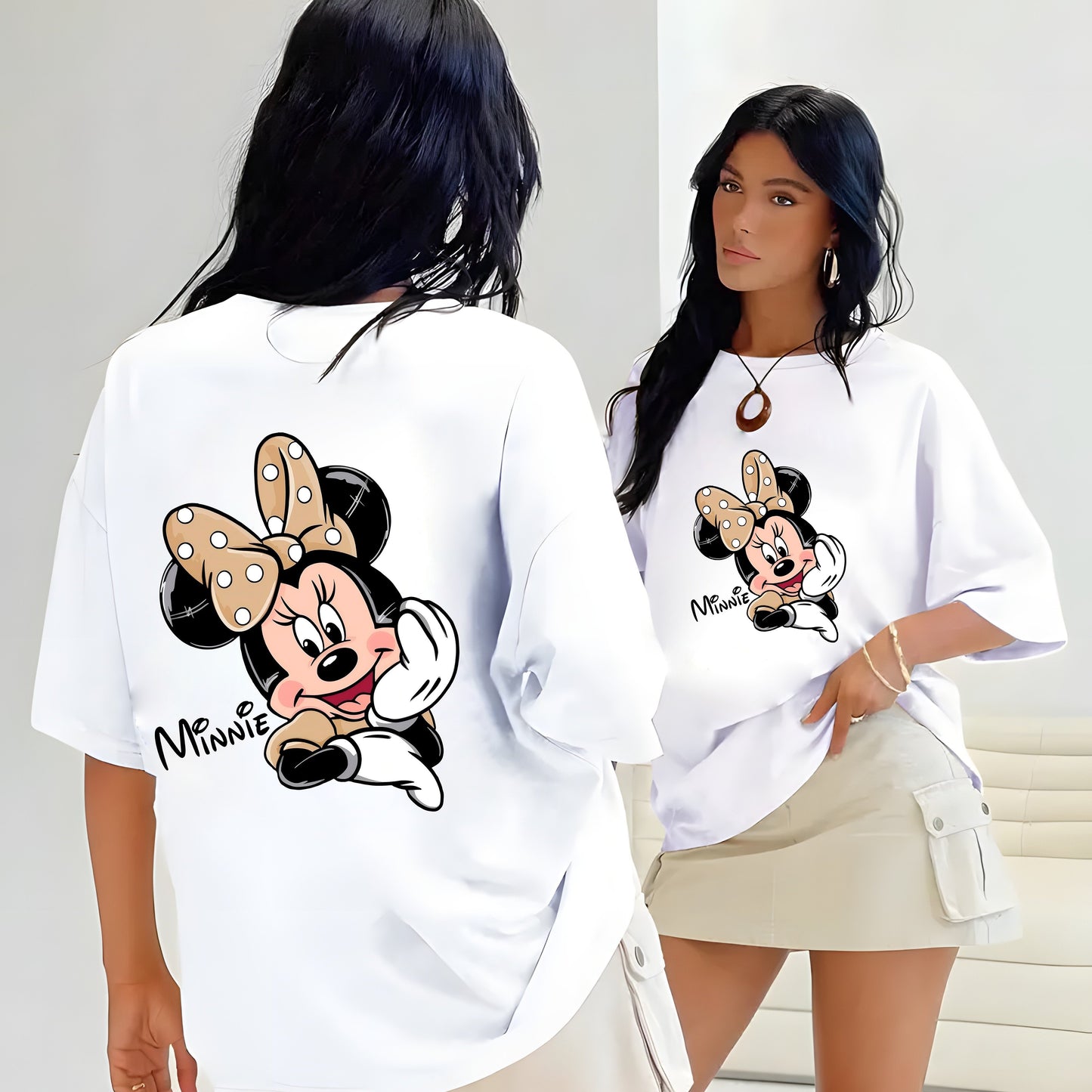 Disney Women's Minnie Mouse Graphic T-Shirt - Red Casual Short Sleeve Summer Top with Polka Dot Bow Design, Lightweight Machine-Washable Tee for Disney Fans, Perfect Gift, Disney Shirt, Playful Design, Comfortable Fit
