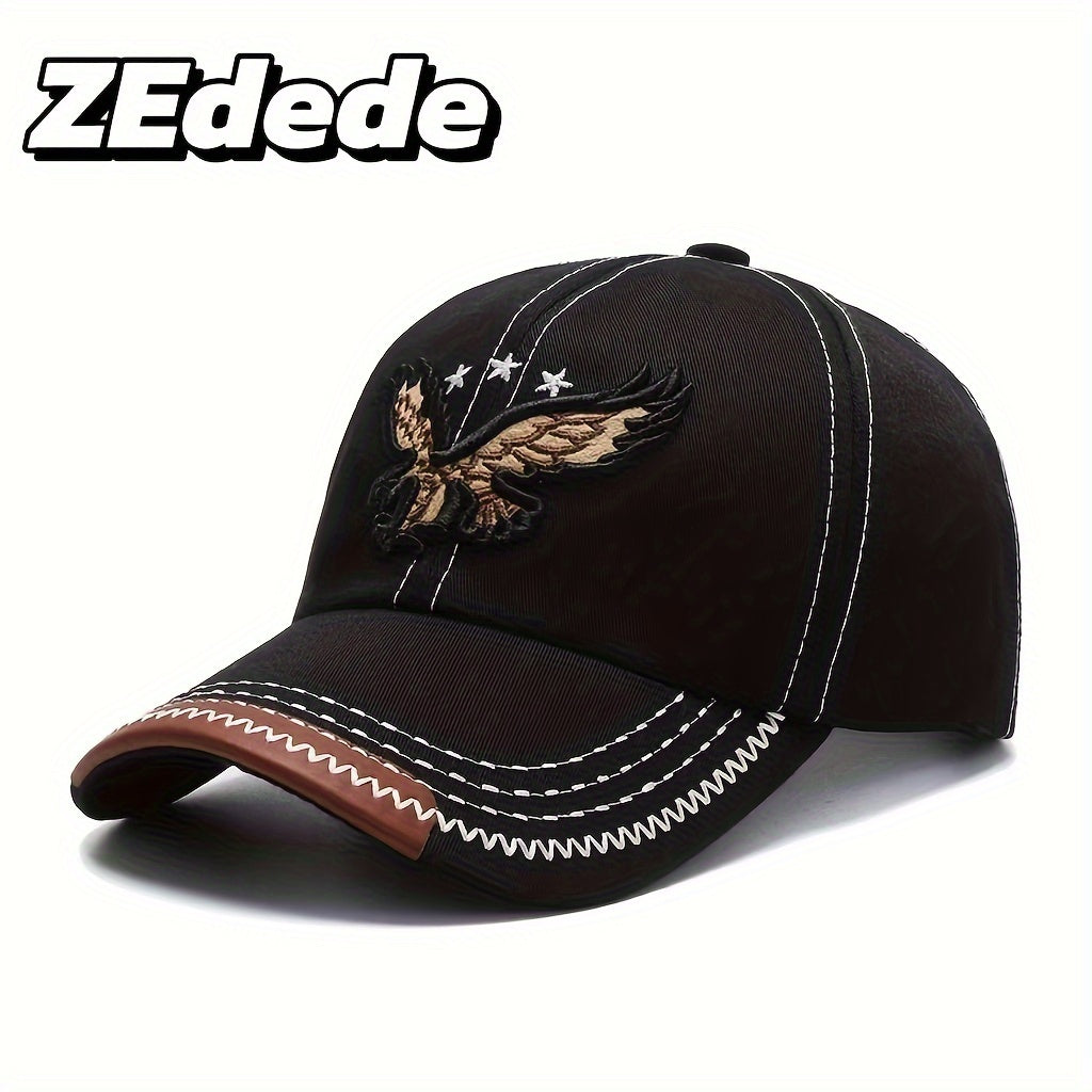 2 հատ ZDEDE 3D Eagle ասեղնագործված բեյսբոլի գլխարկ - նորաձև և դիմացկուն կարգավորվող Snapback գլխարկ՝ արհեստական կաշվե կտորով, սև պոլիեսթեր՝ բացօթյա սպորտաձևերի և առօրյա հագուստի համար - իդեալական է տղամարդկանց և կանանց համար