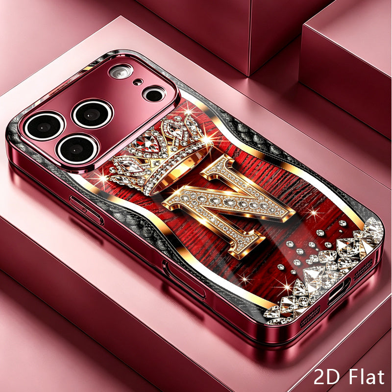 Luxury Crown N Tempered Glass Phone Case for iPhone 18 Pro Max