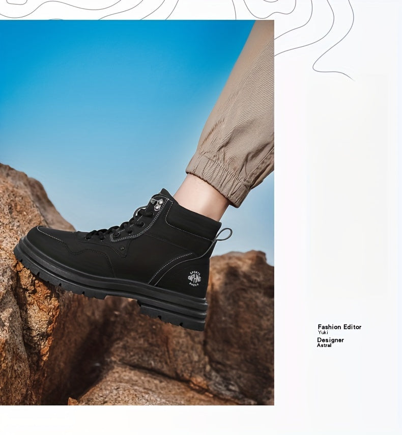 Large Size High Top Casual Shoes Short Boots Men's Big Yellow Boots High Top Trendy Versatile British Style Short Boots Mid Top Work Boots Men's Hiking Boots