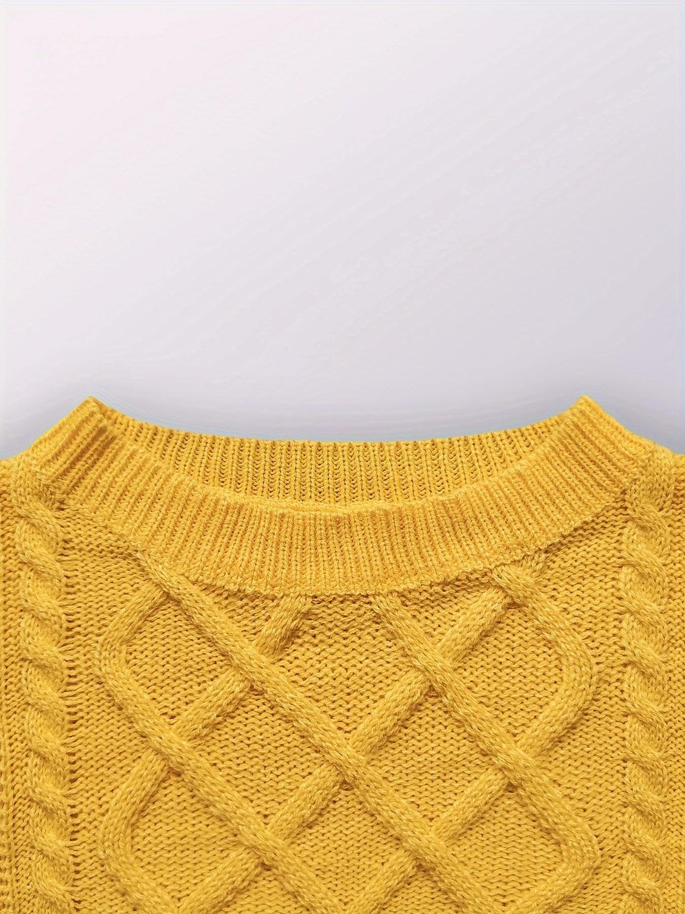 Elegant Cable Knit Sweater for Women - Casual Long Sleeve, Round Neck Pullover in Solid Color, Perfect for Fall/Winter