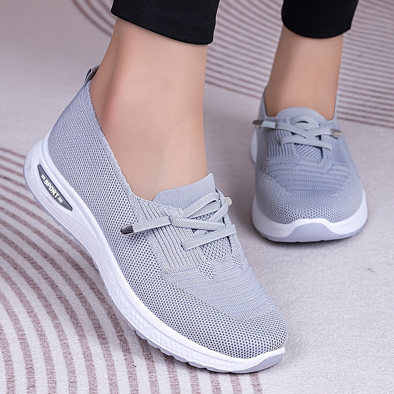 Women's Trendy Casual Sneakers - Breathable Blue Slip-On Sneakers with Soft PVC Sole, Lightweight & Comfortable for Casual Attire, Cute Shoes