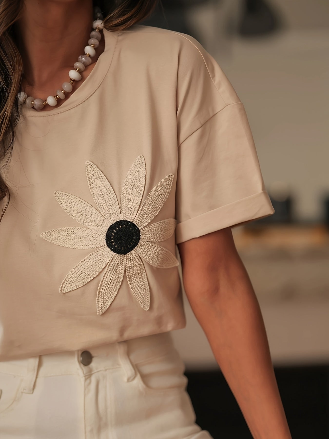Elegant And Stylish Black Floral T-Shirt