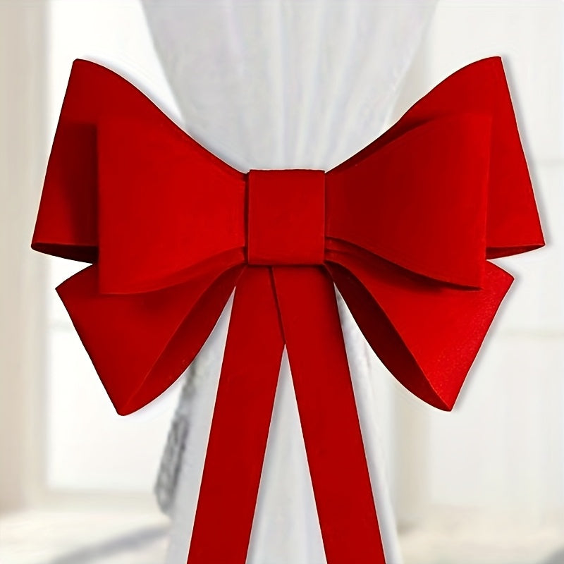 4pcs Elegant Red Bow Curtain Tiebacks - Perfect for Christmas and New Year Decorations, Ideal Gift for Holiday Celebrations, Festive Bow Design, Polyester Material, Festive Window Treatment|Elegant Bow Design|Polyester Bow Ti