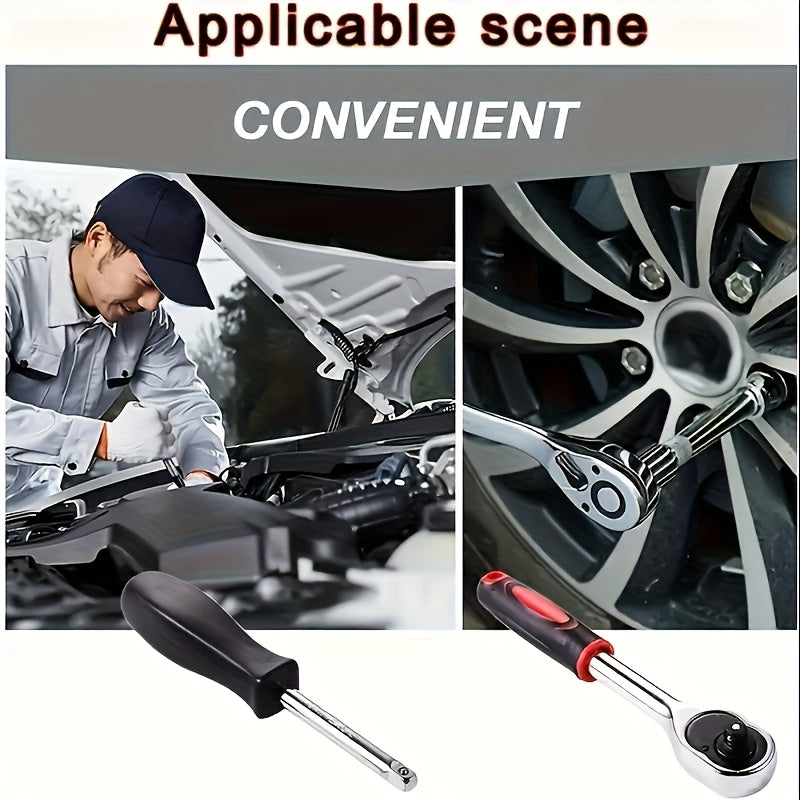 46pcs Professional Multi-Size Auto Repair Tool Set | Designed for European Cars, Includes Torque Wrench and Hex Keys, Durable Chrome Vanadium Steel, Suitable for Car Maintenance, Motorcycles, Bicycles, and Home Repairs, Black