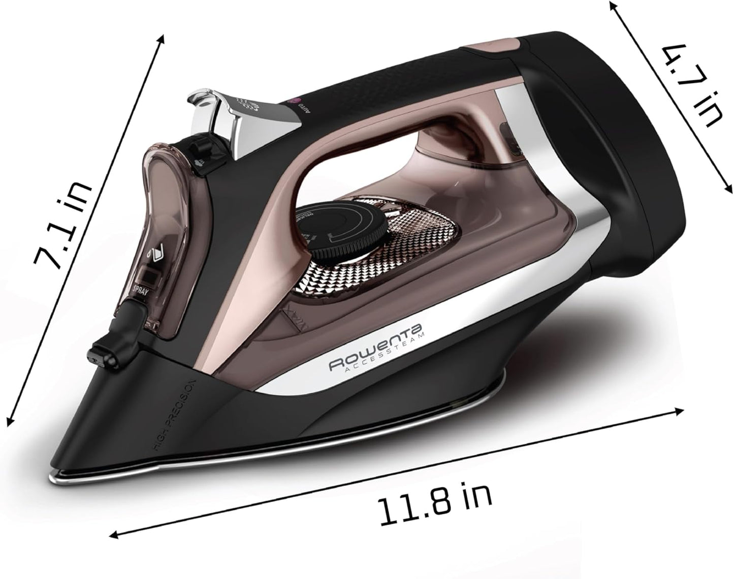 Rowenta Iron Steamer for Clothes, Stainless Steel Soleplate, Iron with Retractable Cord, Black, DW2459