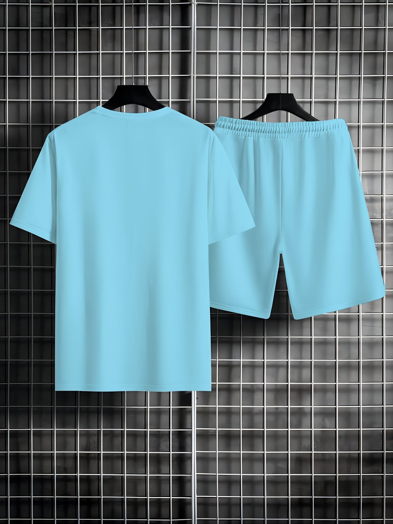 Men's Casual Summer Set: Coconut Tree Print T-Shirt & Drawstring Shorts - Breathable Polyester, Machine Washable