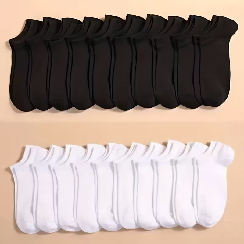 Black & White Cotton Ankle Socks - ayq
