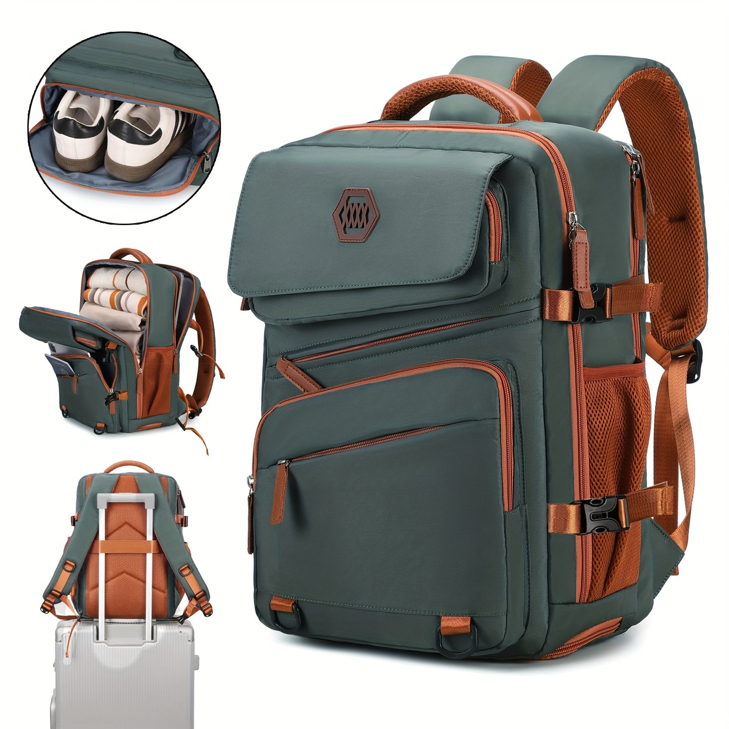 Travel Backpack, Laptop Backpack for Men and Women, University Backpack, Airline Approved Business Work Bag with Shoe Compartment, Suitable for 15.6-inch Laptop