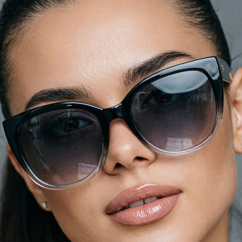 Trendy Cat-Eye Sunglasses for Women with Oversized Gradient Frame