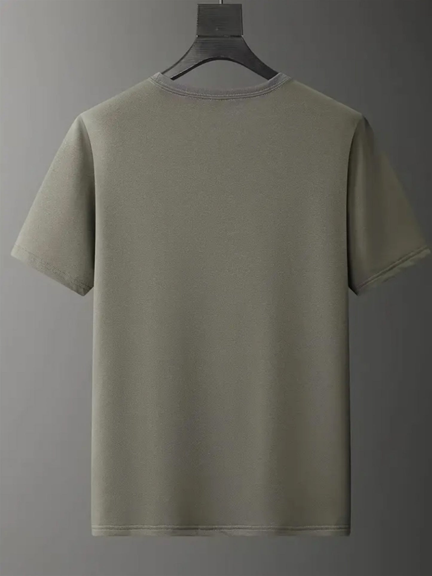 Men'S Casual Crew Neck T-Shirt with "Never Give Up" Print, Polyester Knit Fabric, Slight Stretch, Regular Fit, Summer Short Sleeve Tee for Daily Wear