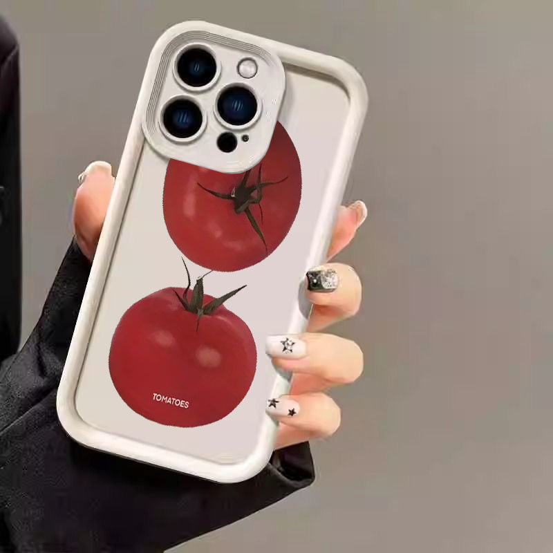 Cartoon Tomato Printed TPU Shockproof Phone Case Compatible with Iphone Models Including 16, 15 Pro Max, 15 Plus, 15 Pro, 15, 14 Pro Max, 14 Plus, 14 Pro, 14, 13 Pro Max, Pro Max, 12 Pro Max, 12 Pro, 12, 11 Pro Max, 11 Pro, 1