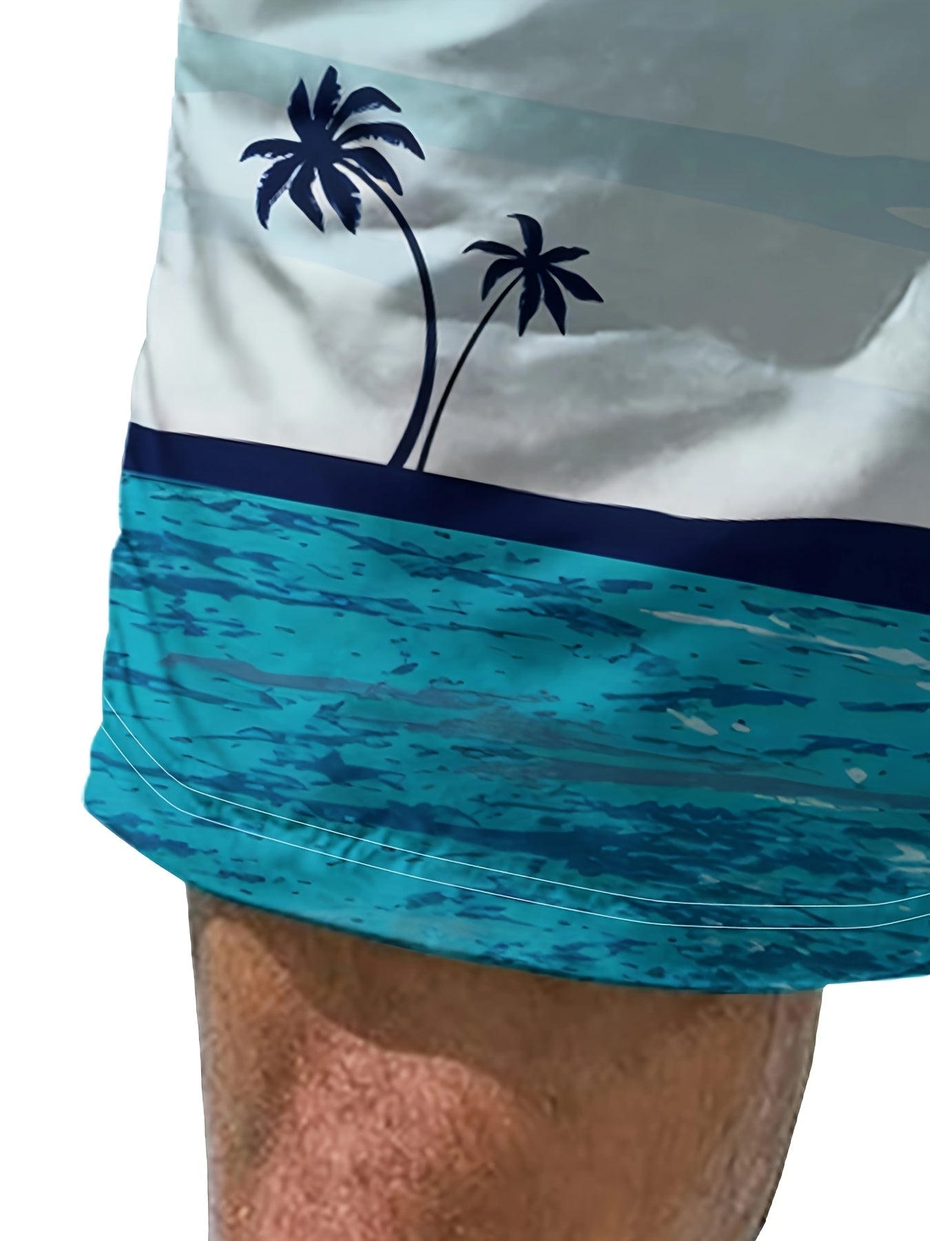 Men's Casual Palm Tree Beach Shorts - Quick-Dry, Drawstring Swim Trunks with Pockets, Perfect for Summer Vacation, Bathing Suits