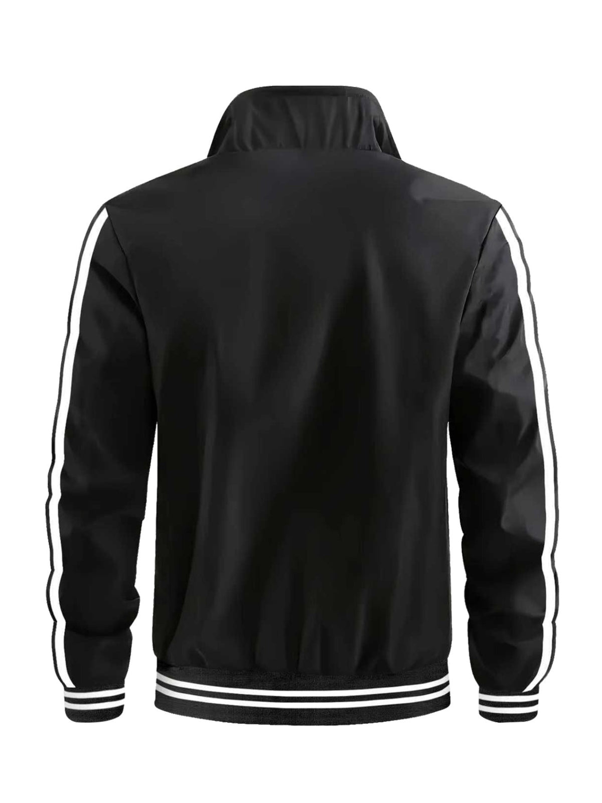 Men's Polyester Bomber Jacket with Sporty Zipper Design