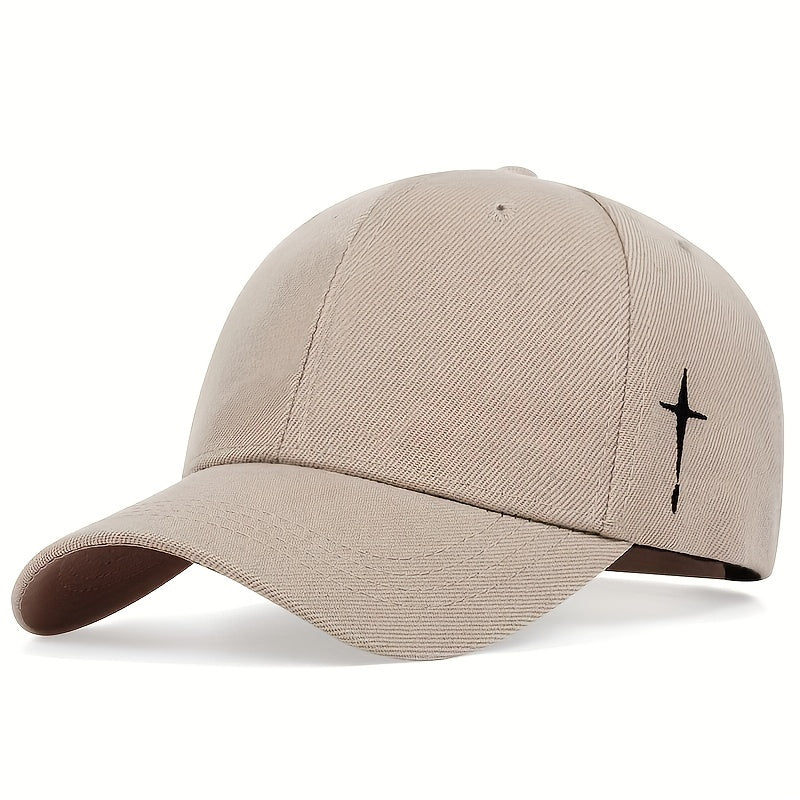 1pc Men's Cross Baseball Cap Adjustable Casual Style Hat For Spring/Fall/Summer, Ideal Choice For Gifts